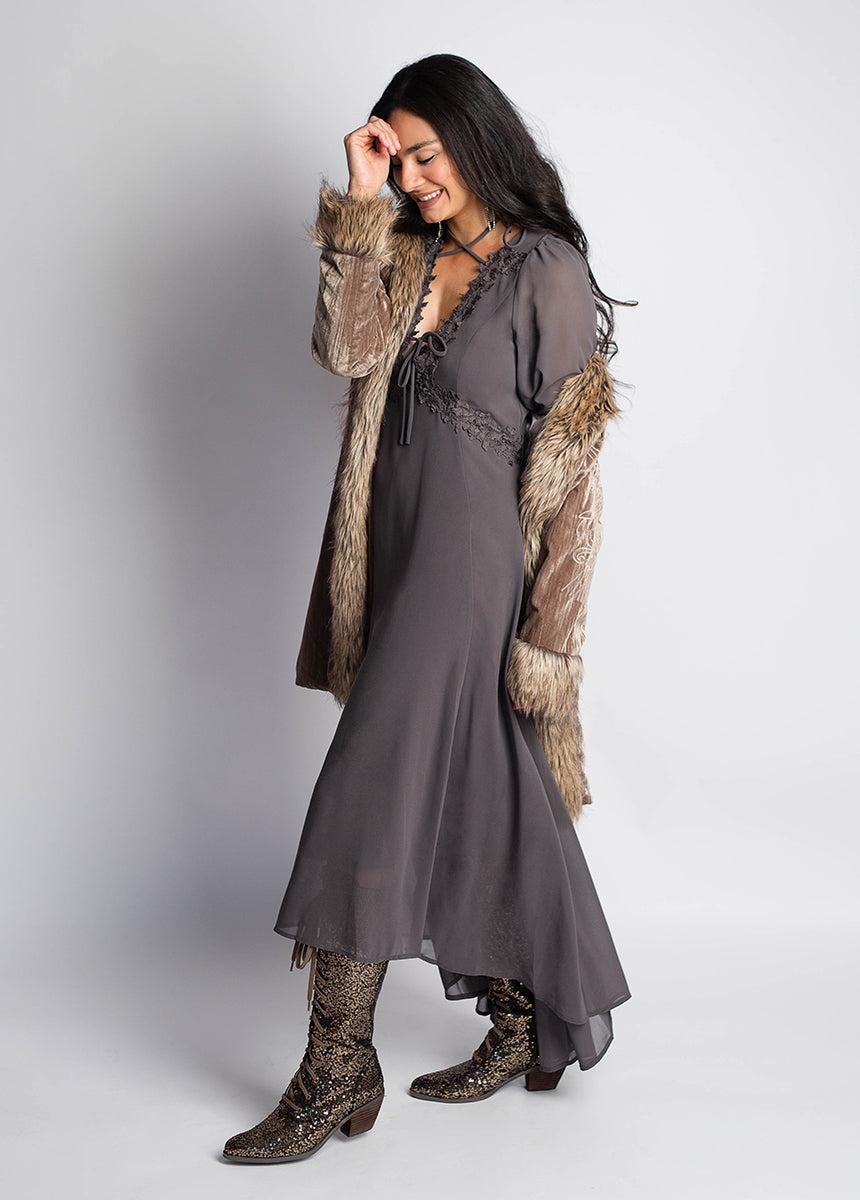 Niobe Dress in Dark Taupe Female Product Image