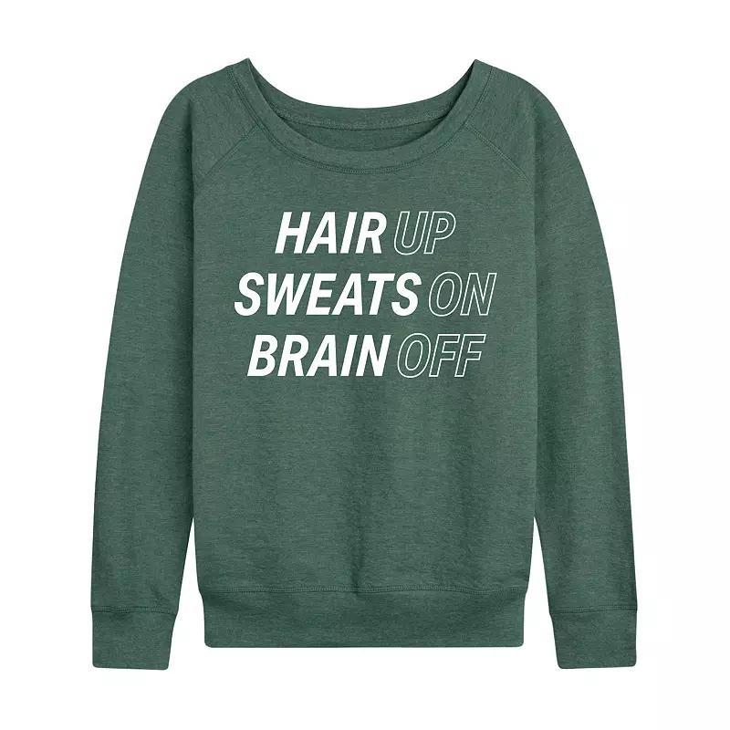 Womens Hair Up Sweats On Brain Off French Terry Long Sleeve Tee, Girls Grey Juniper Product Image
