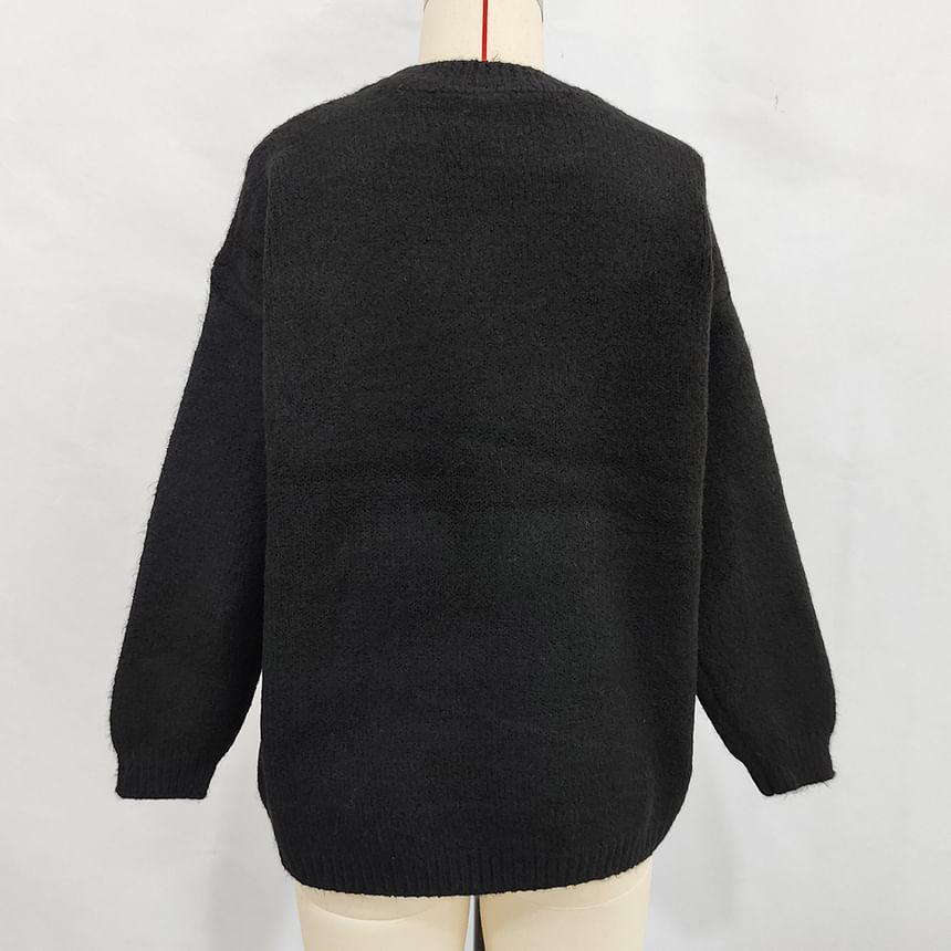 Crew Neck Cherry Print Sweater Product Image