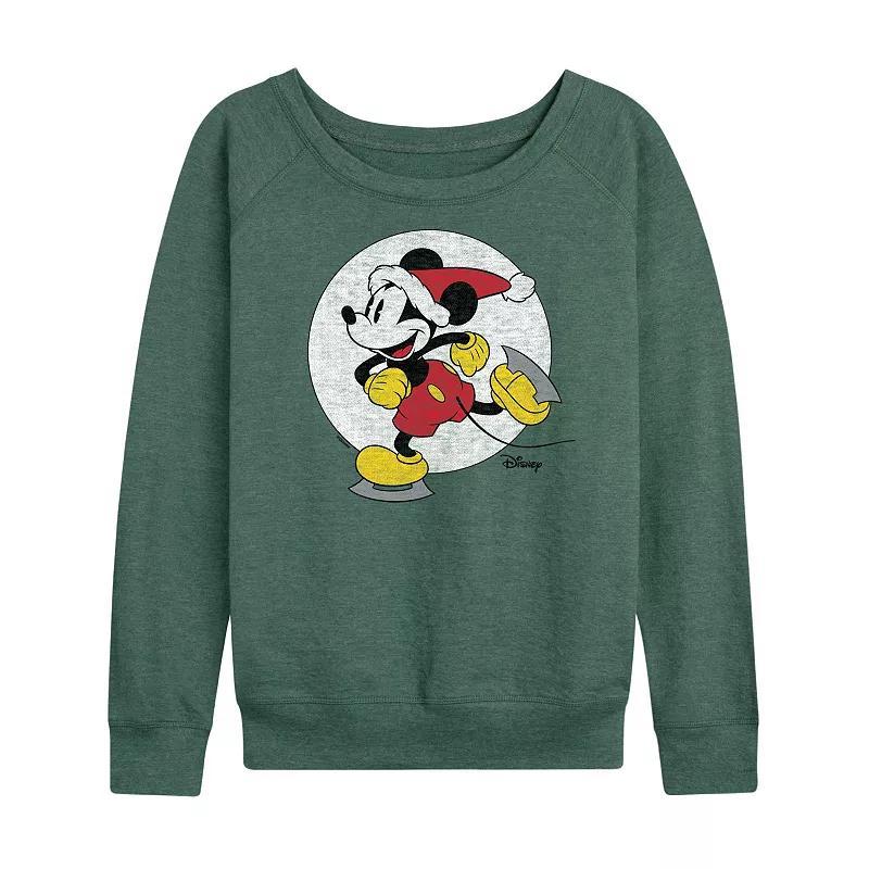 Disneys Mickey Mouse Womens Skating French Terry Long Sleeve Tee Grey Indigo Product Image