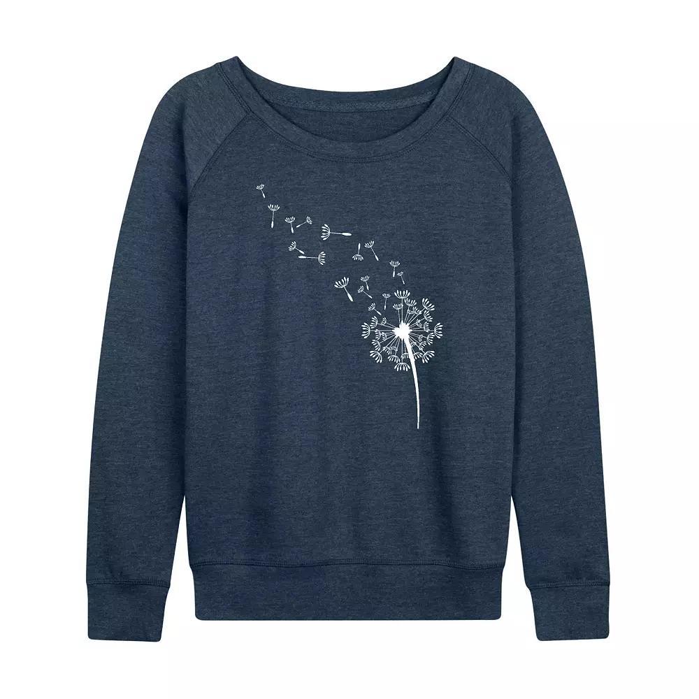 Womens Dandelion Seeds French Terry Long Sleeve Tee Grey Blue Product Image