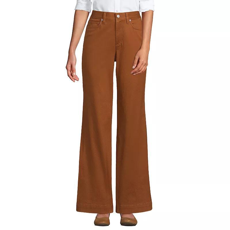 Women's Lands End High-Rise Wide Leg Chino Pants, Size: 14, White Product Image