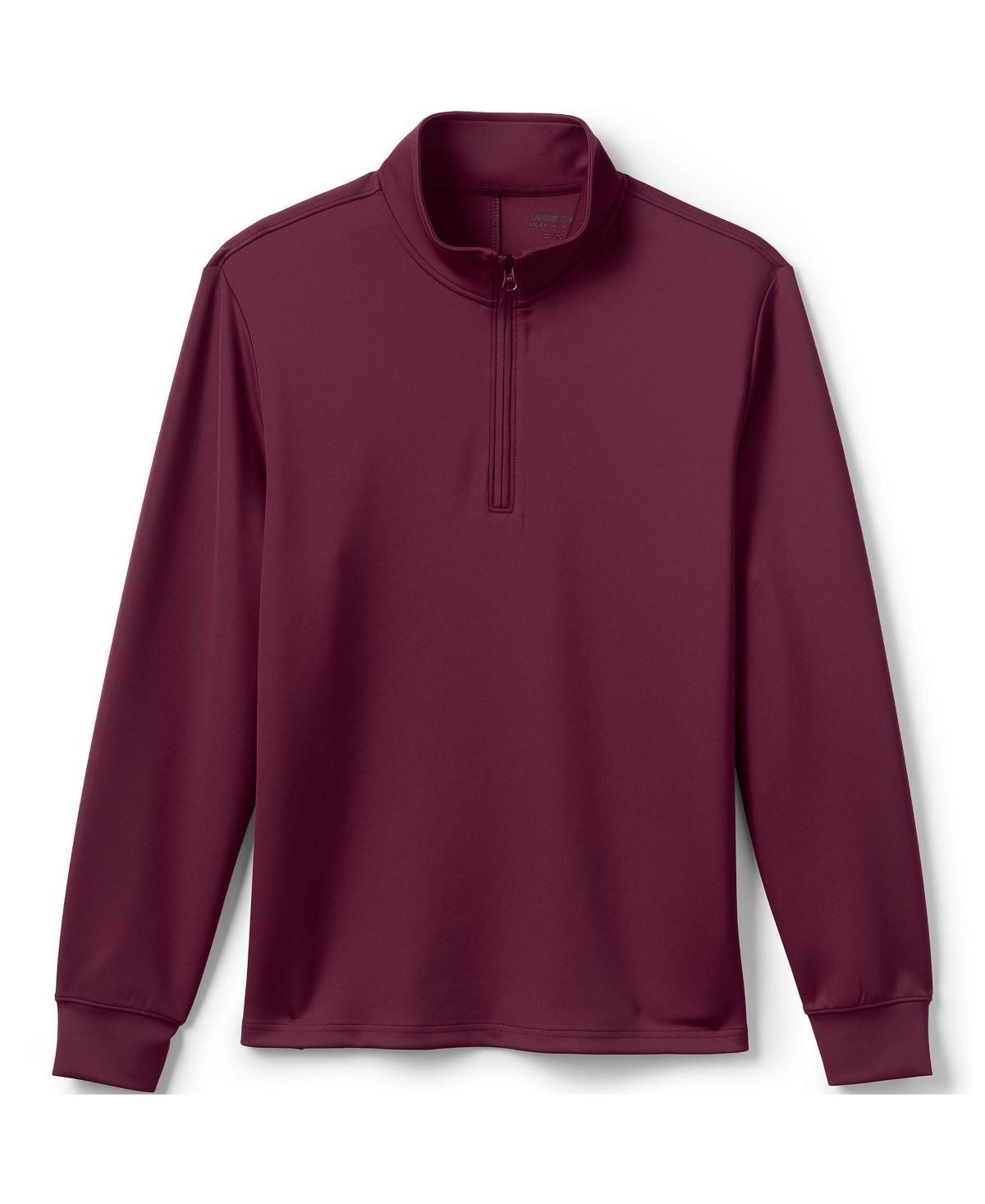 Men's Lands' End School Uniform Quarter Zip Pullover Sweatshirt, Size: Large, Red Product Image