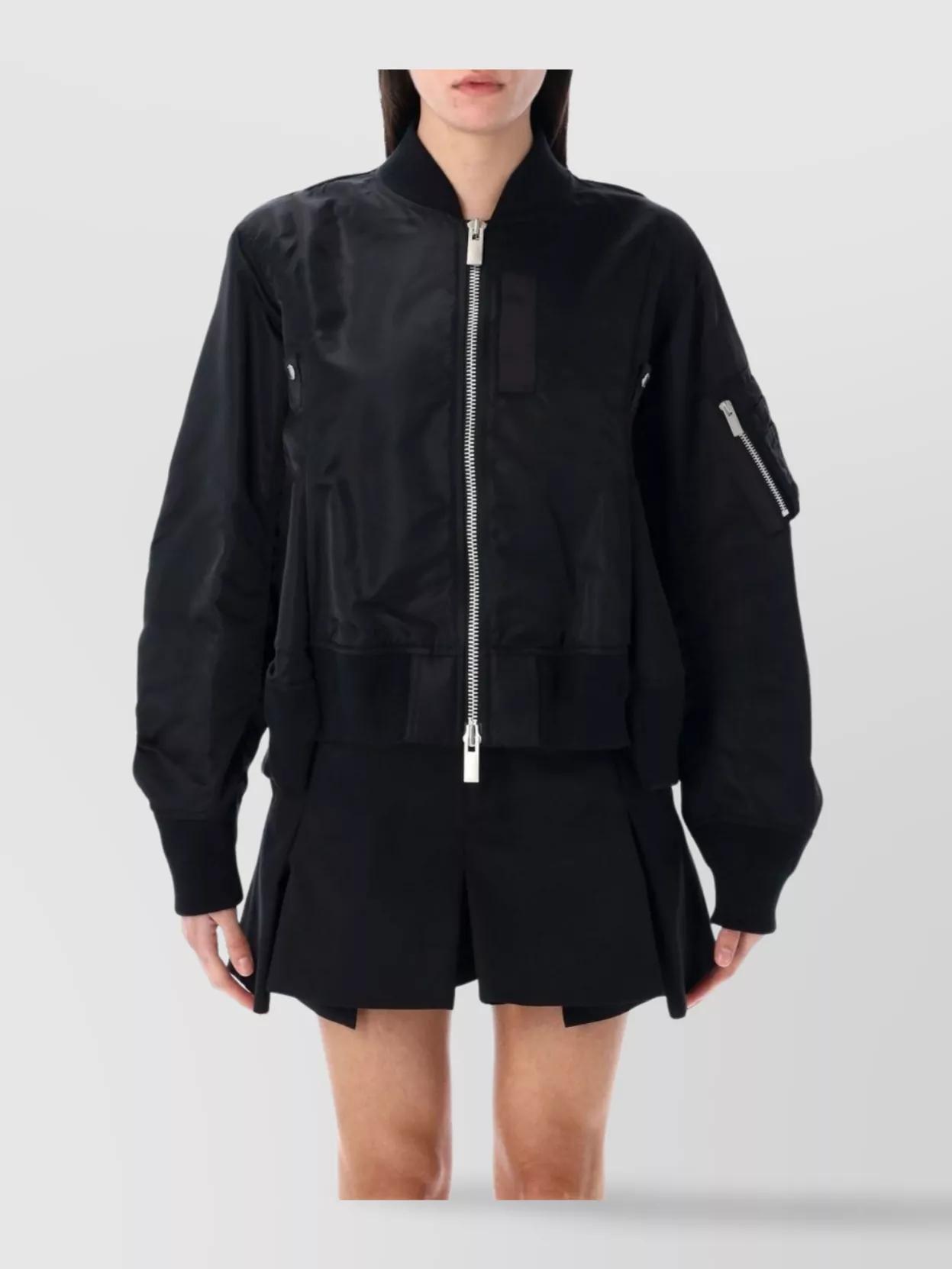 SACAI Bomber Jacket With Ribbed Accents Product Image