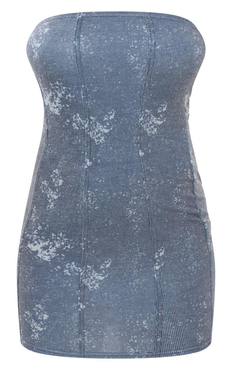 Blue Washed Bandeau Binding Detail Mini Dress Product Image