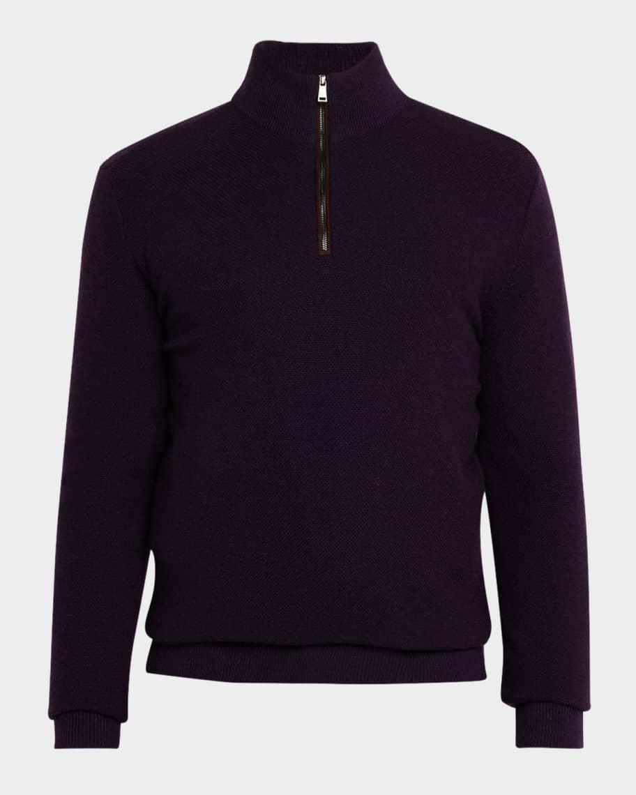Mens Cashmere Birdseye Quarter-Zip Sweater Product Image