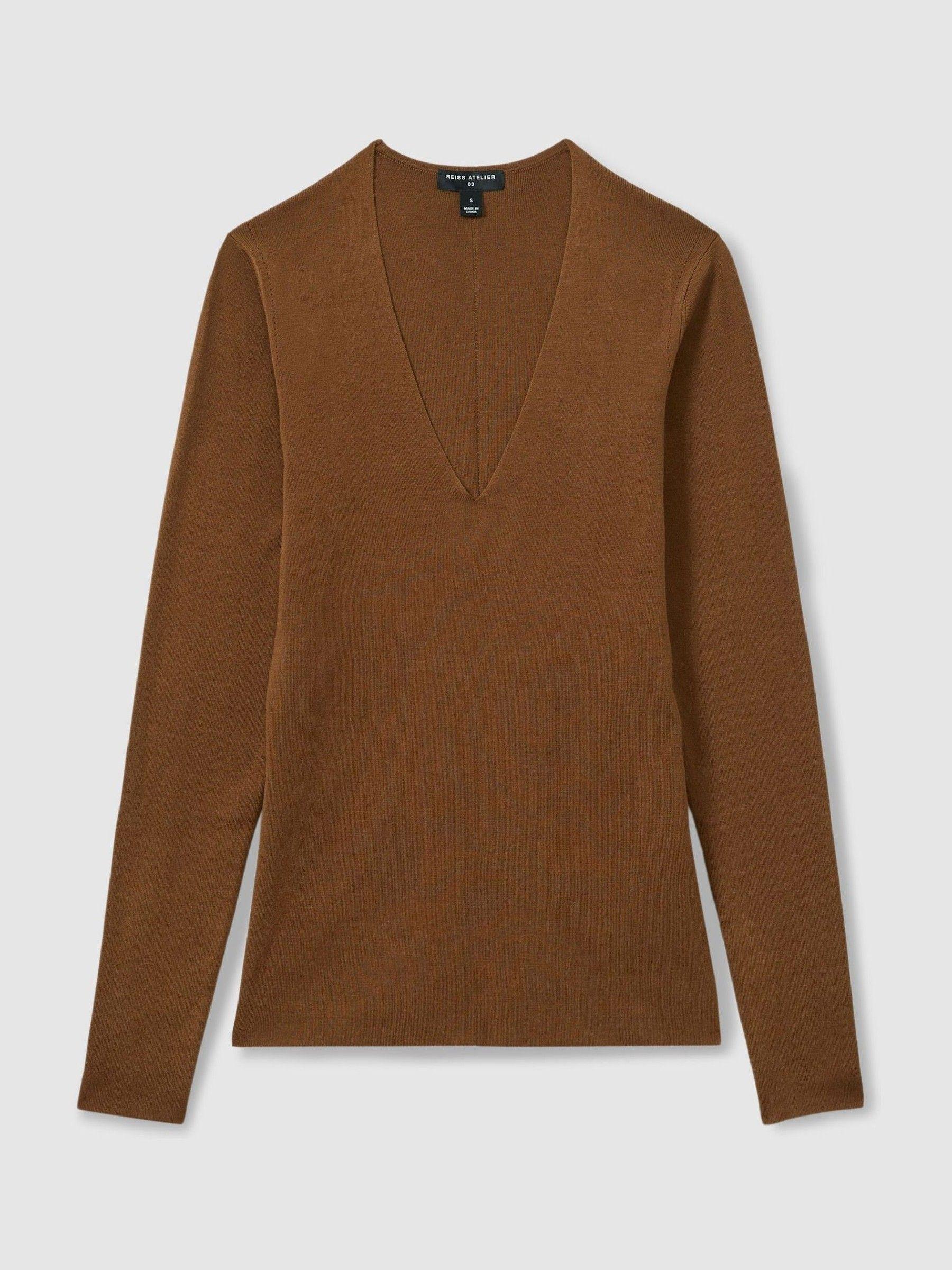 Atelier Knitted Silk-Blend Top in Chocolate Product Image