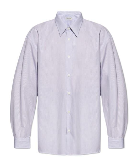 DRIES VAN NOTEN Lapel Long-sleeved Shirt In White Product Image