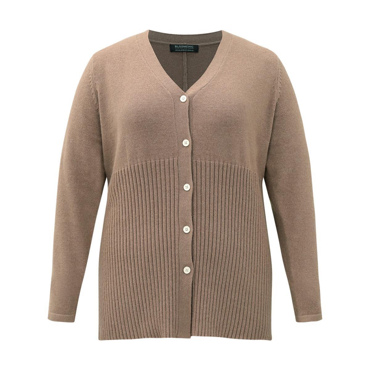 Plus Size Supersoft Essentials Plain Button Up Texture Cardigan Rouge Women Casual Loose Long Sleeve Dailywear Cardigans BloomChic 12/L Product Image