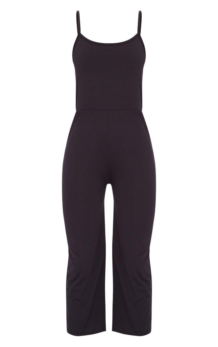 Black Strappy Jersey Culotte Jumpsuit Product Image