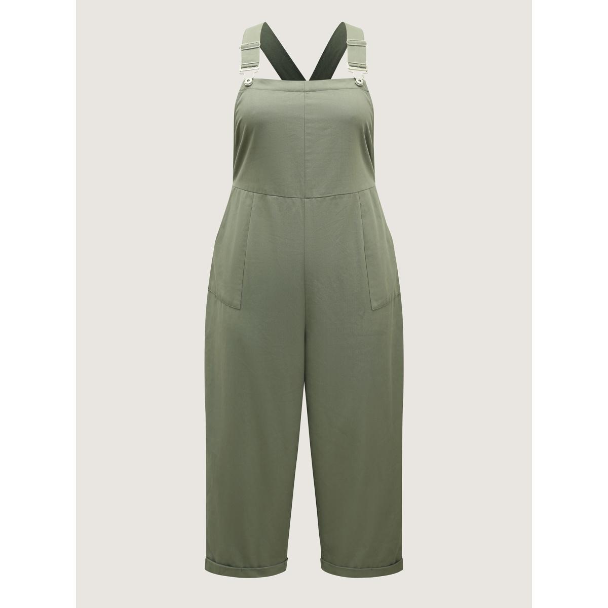Plus Size Denimsage Pure Cotton Cuffed Hem Stretchy Waist Jumpsuit Women Sleeveless Non Everyday-Casual Loose Jumpsuits BloomChic 30/6X Product Image