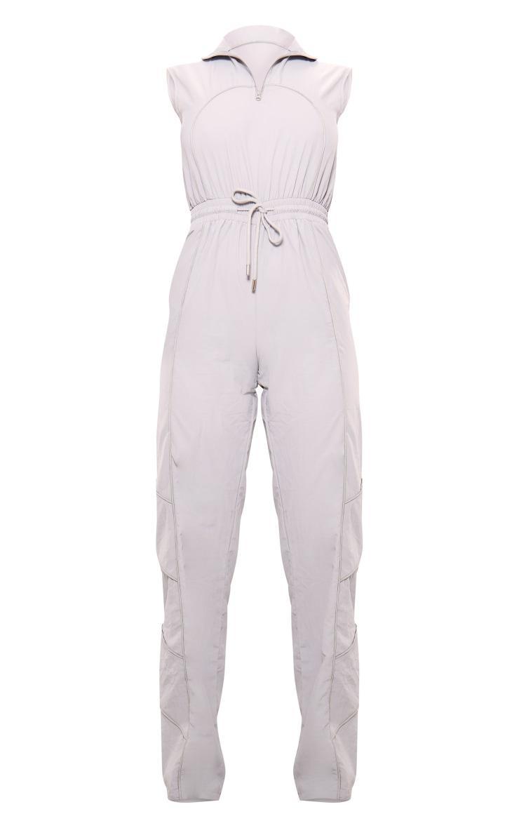 Grey Seam Detail Elasticated Zip Up Jumpsuit Product Image