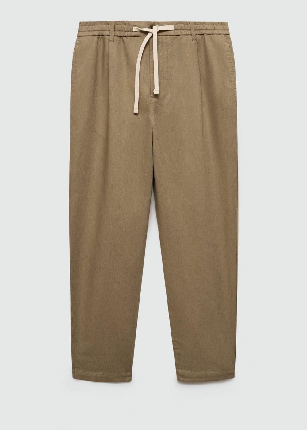 Mango Mens Drawstring Detail Slim-Fit Pants Product Image