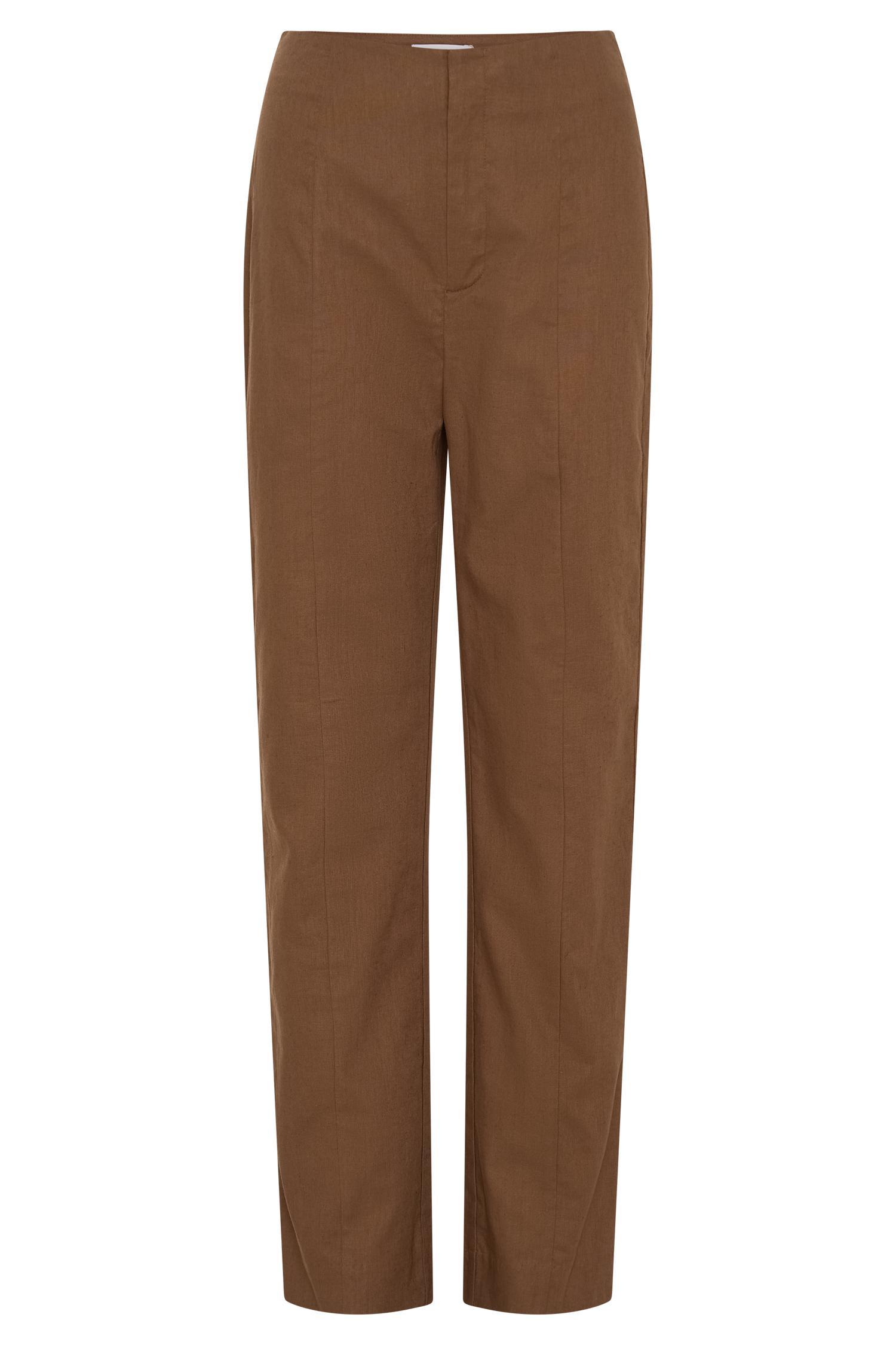 Dora Linen Straight Leg Pant - Cacao Brown Product Image
