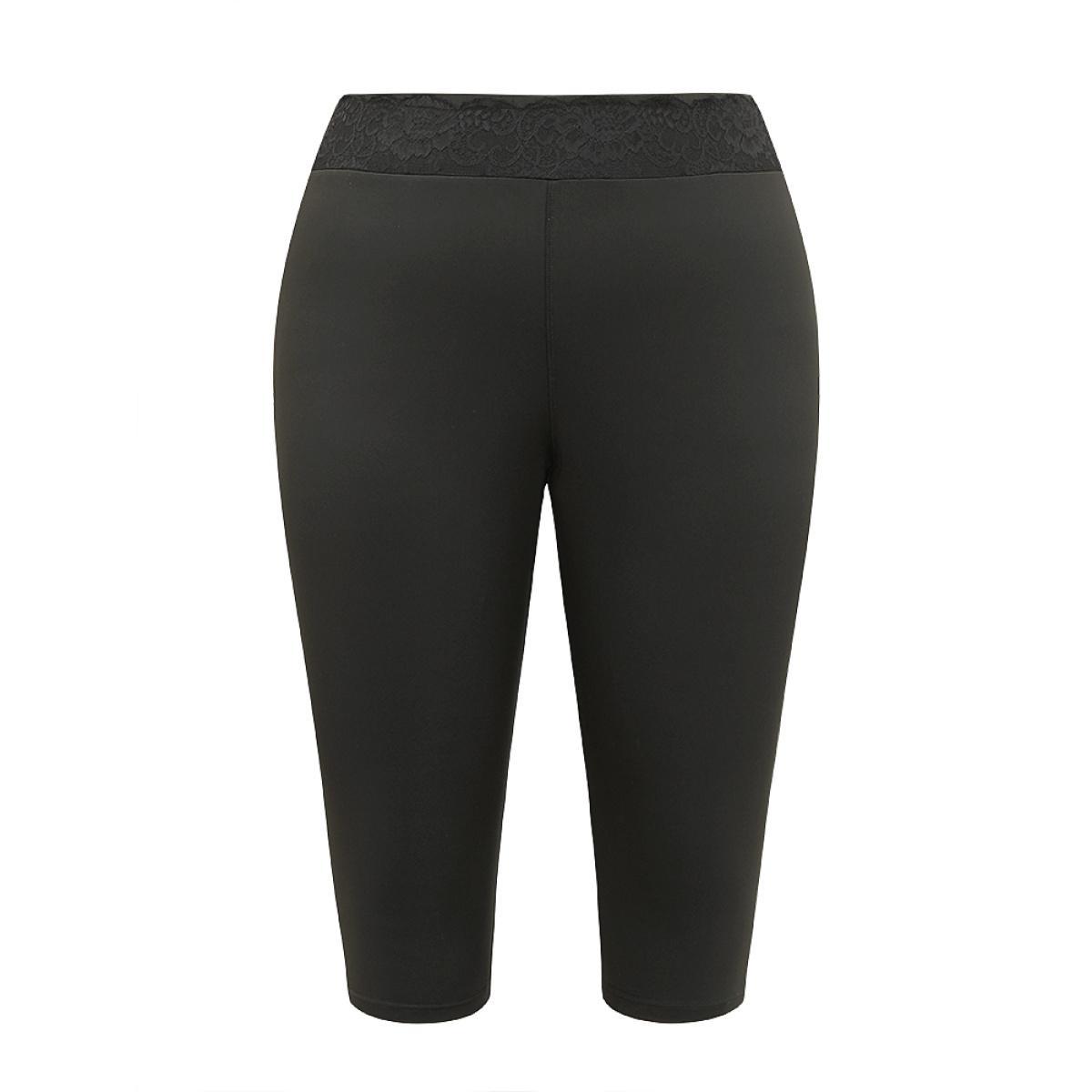 Plus Size High Rise Crochet Lace Skinny Leggings Women Black Elegant High stretch Skinny High Rise Dailywear Leggings BloomChic 18-20/2X Product Image