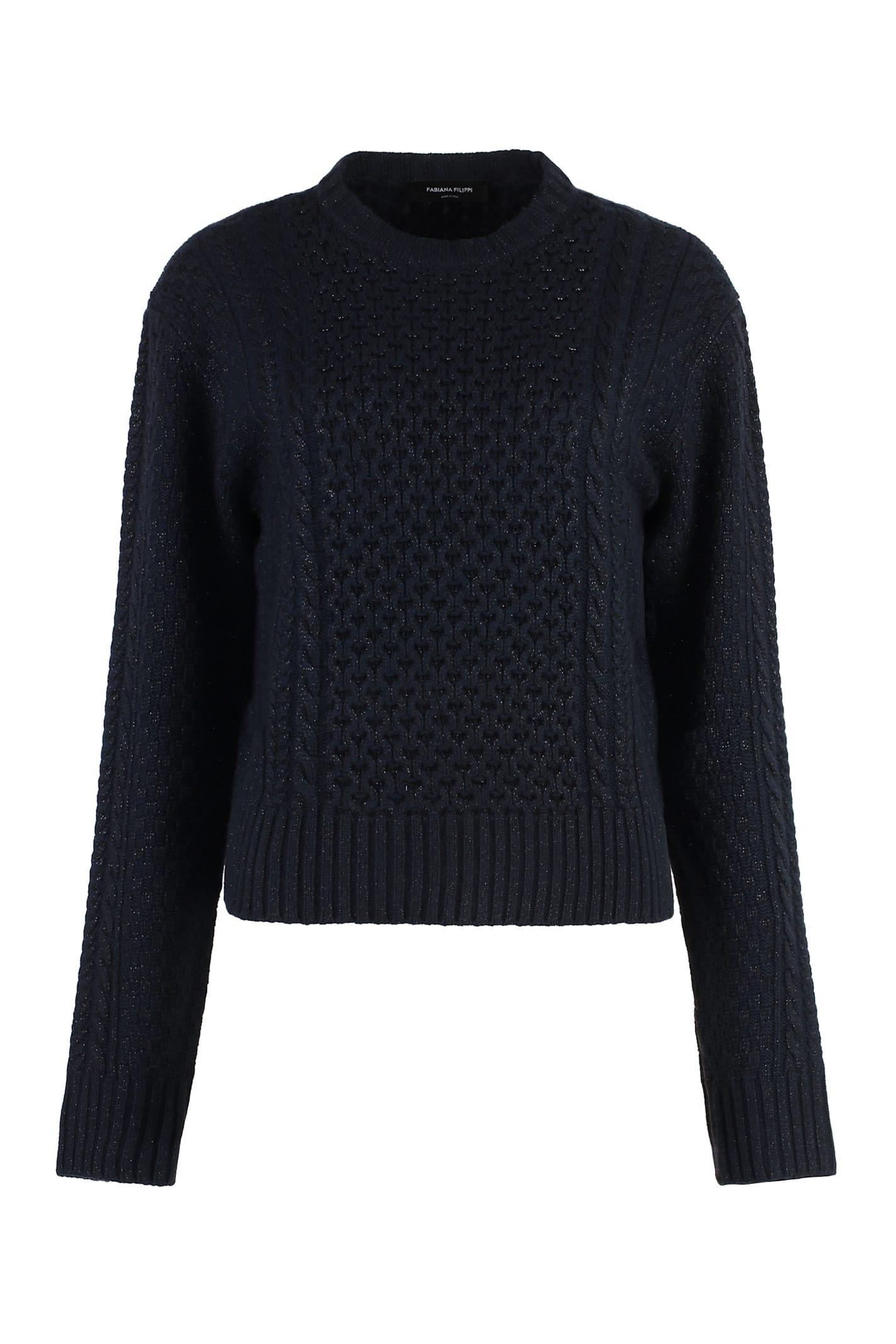 FABIANA FILIPPI Cable Knit Sweater In Blue Product Image