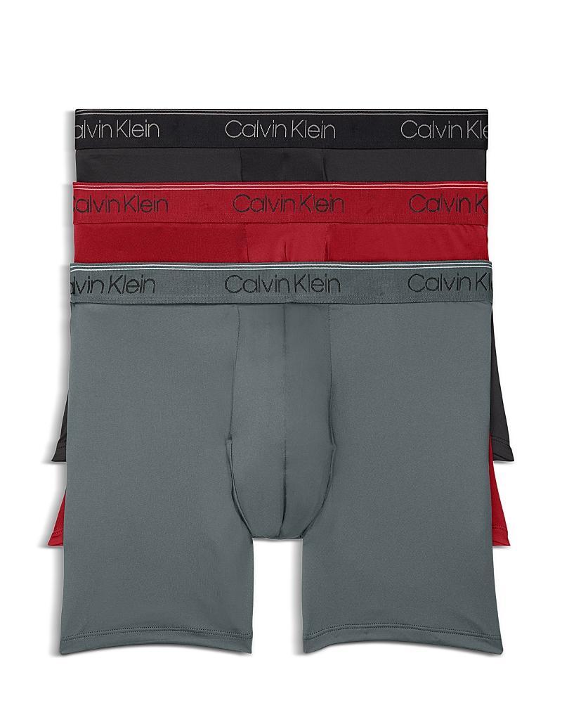 Men's Calvin Klein 3-Pack Microfiber Stretch Boxer Briefs, Size: 2XL, Black Convoy Red Gala Product Image