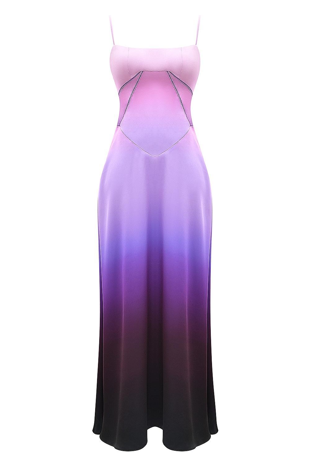 Anabella Ombre Print Lace Up Maxi Dress Product Image