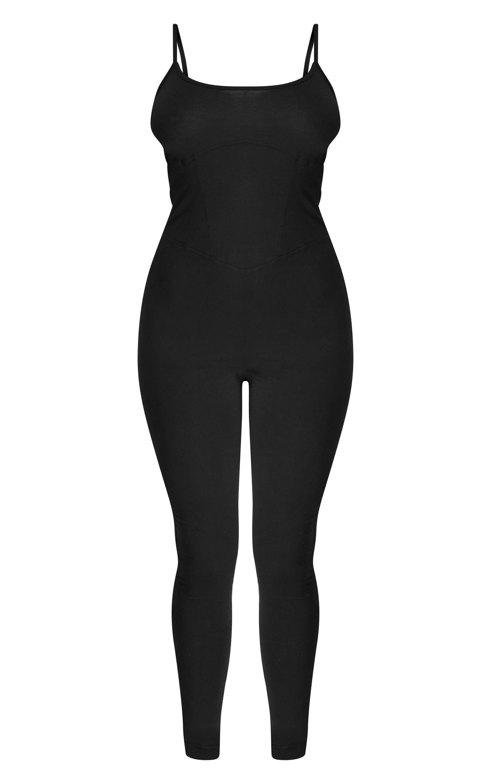 Black Jersey Seam Detail Strappy Jumpsuit Product Image