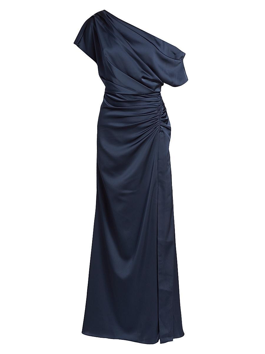 Womens Kacey Ruched Asymmetrical Gown Product Image