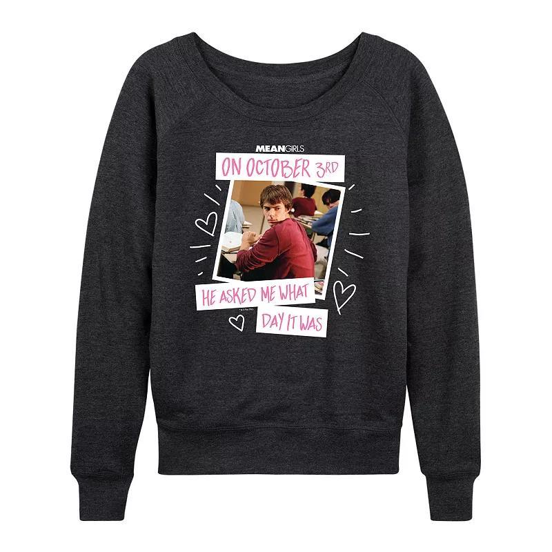 Womens Mean Girls October 3rd French Terry Long Sleeve Tee Heather Grey Product Image