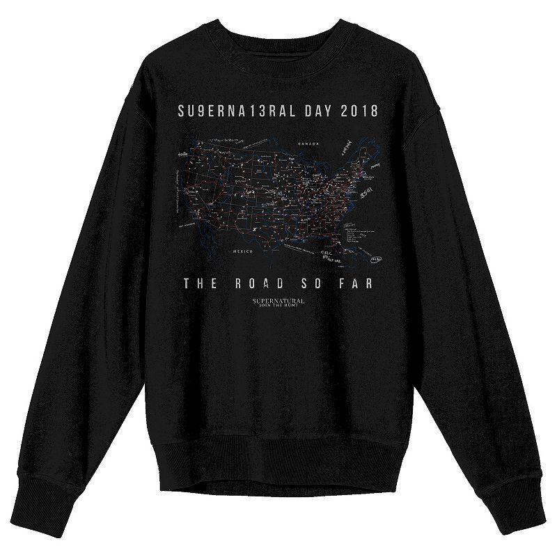 Men's Supernatural The Road So Far Long Sleeve Graphic Pullover, Size: XL, Black Product Image