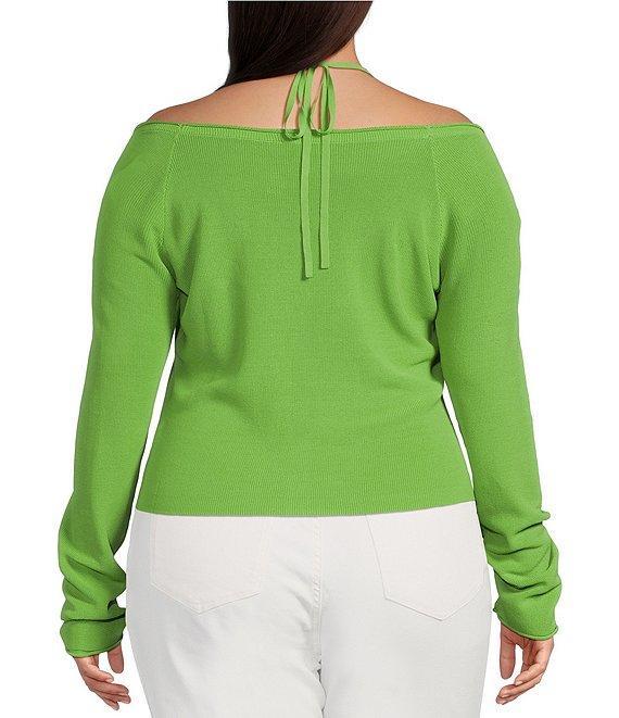 Good American Plus Size Stretch Rib Knit Off-The-Shoulder Long Sleeve Top Product Image