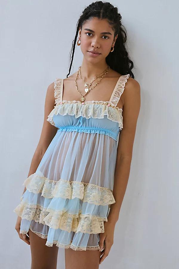 Out From Under Tiered Ruffle Sheer Mesh Slip Dress Womens at Urban Outfitters Product Image