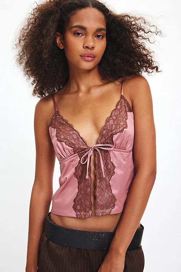 Kimchi Blue Erica Lace Trim Satin Flyaway Cami Womens at Urban Outfitters Product Image