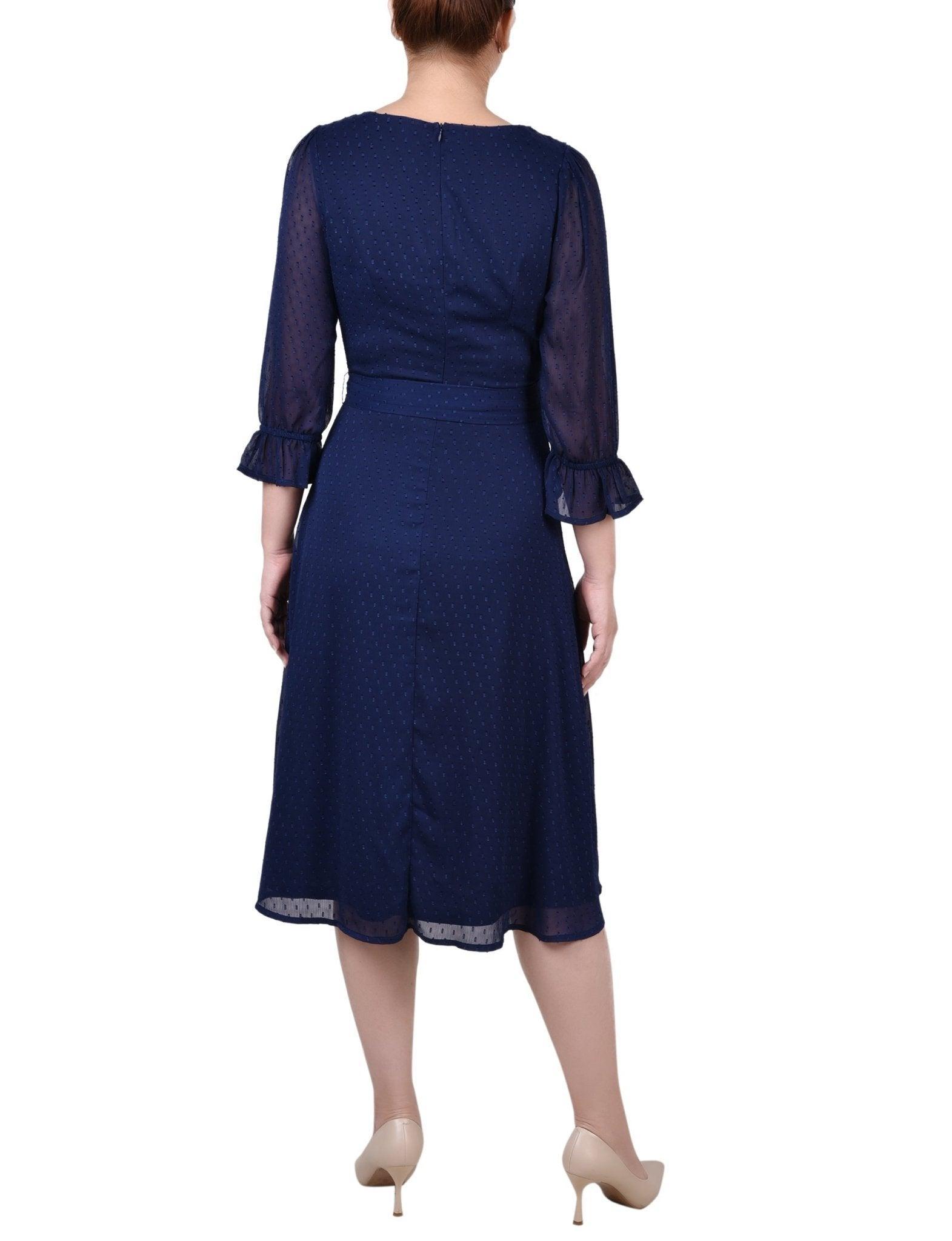 Evening Blue 3/4 Length Pearl Detail Dress Product Image
