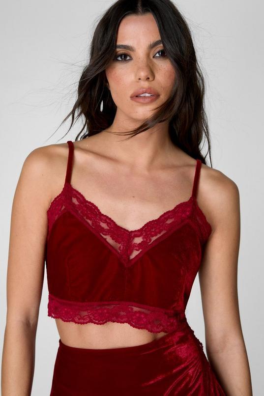 Velvet Lace Trim Bralet Product Image