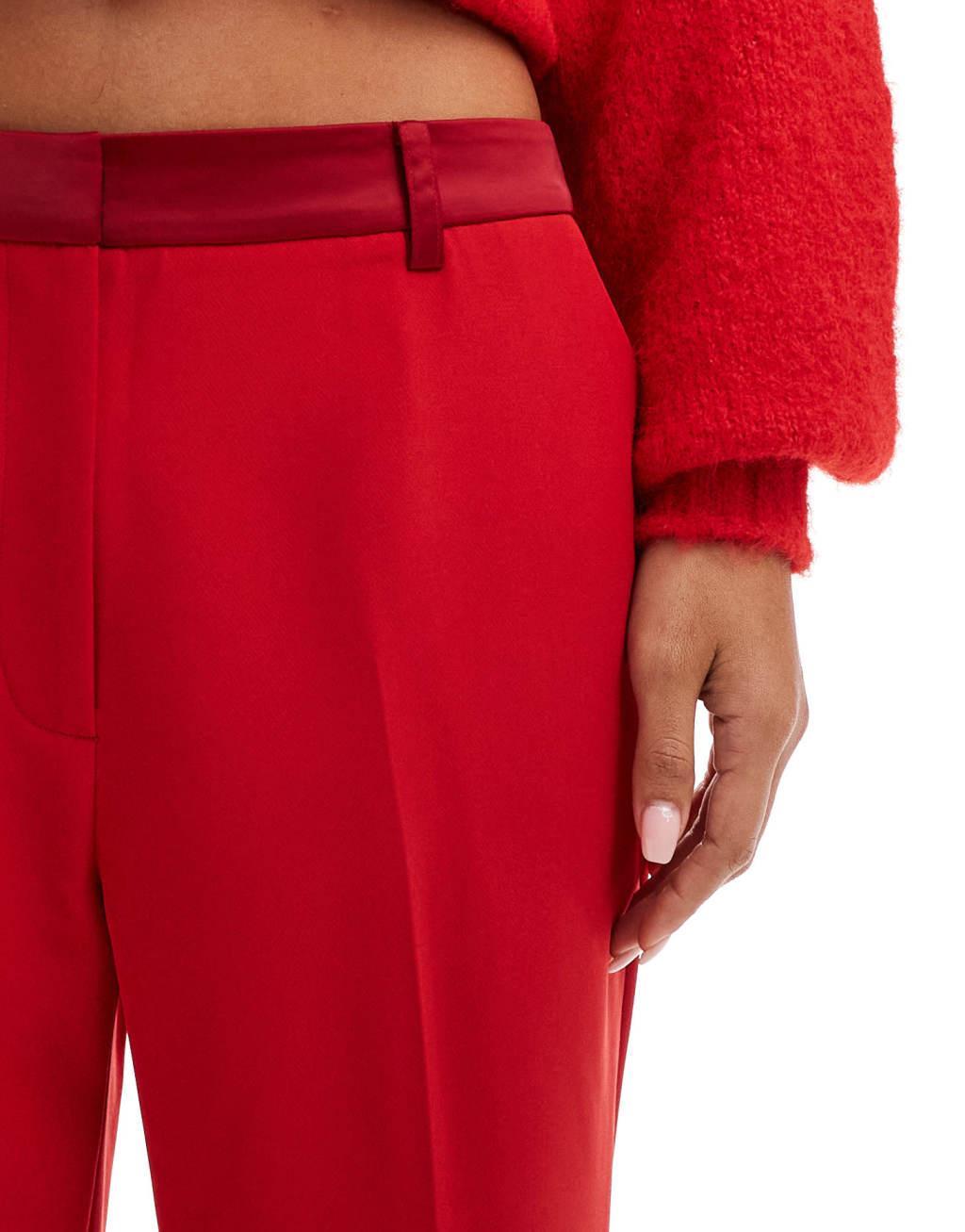 ASOS DESIGN straight leg tailored tux pants in red - part of a set Product Image