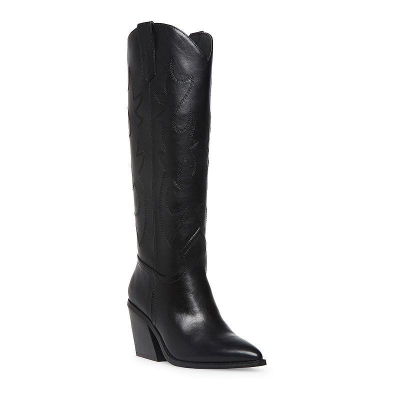 madden girl Arizona Womens Knee-High Western Boots Ivory Product Image