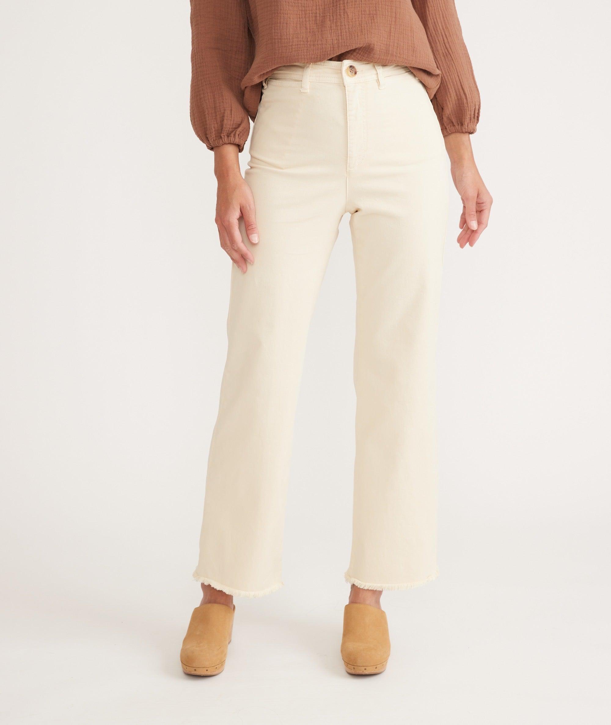 Full Length Raw Edge Bridget Pant in Cream Product Image