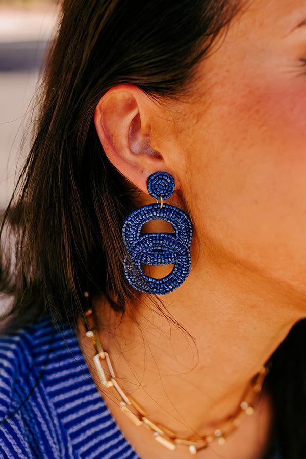 Major Icon Beaded Earrings In Navy Product Image