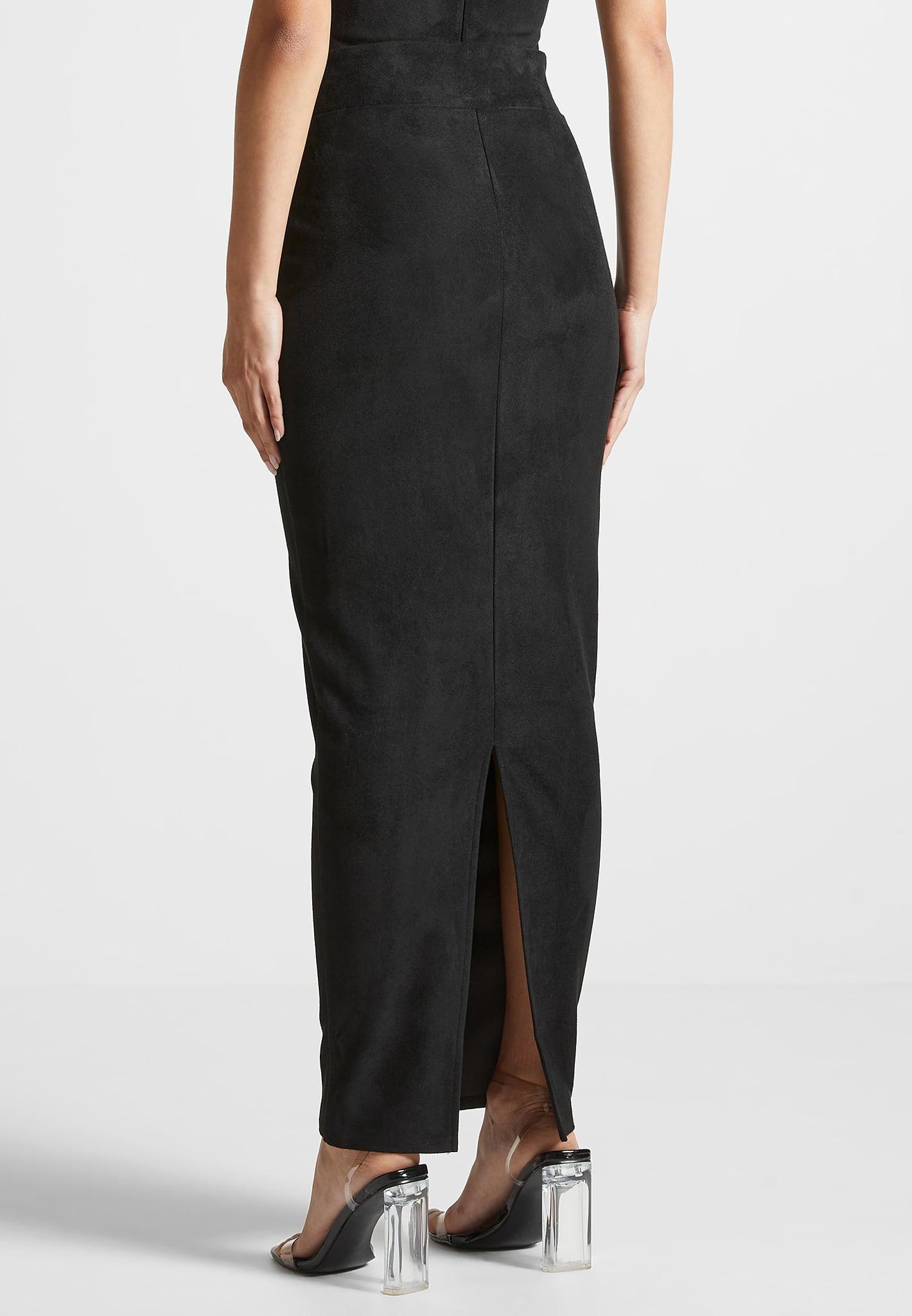 Suede Midaxi Skirt - Black Female Product Image