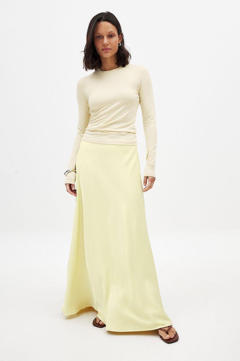 Mid Waist Maxi Satin Skirt Product Image