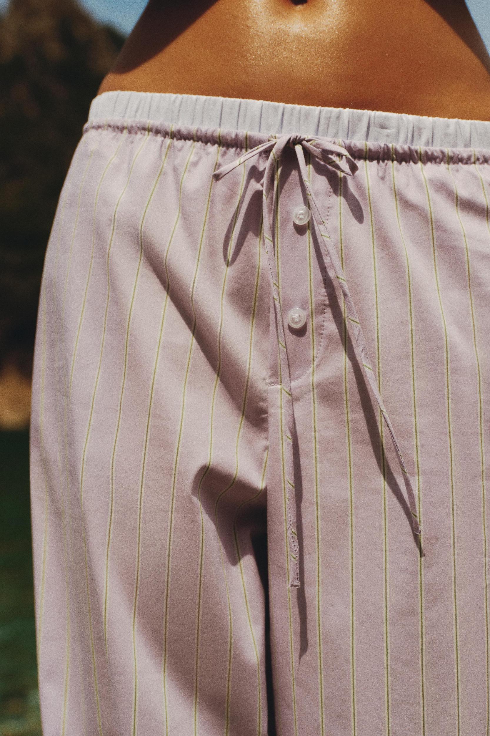 STRIPED BOXER STYLE PAJAMA PANTS Product Image
