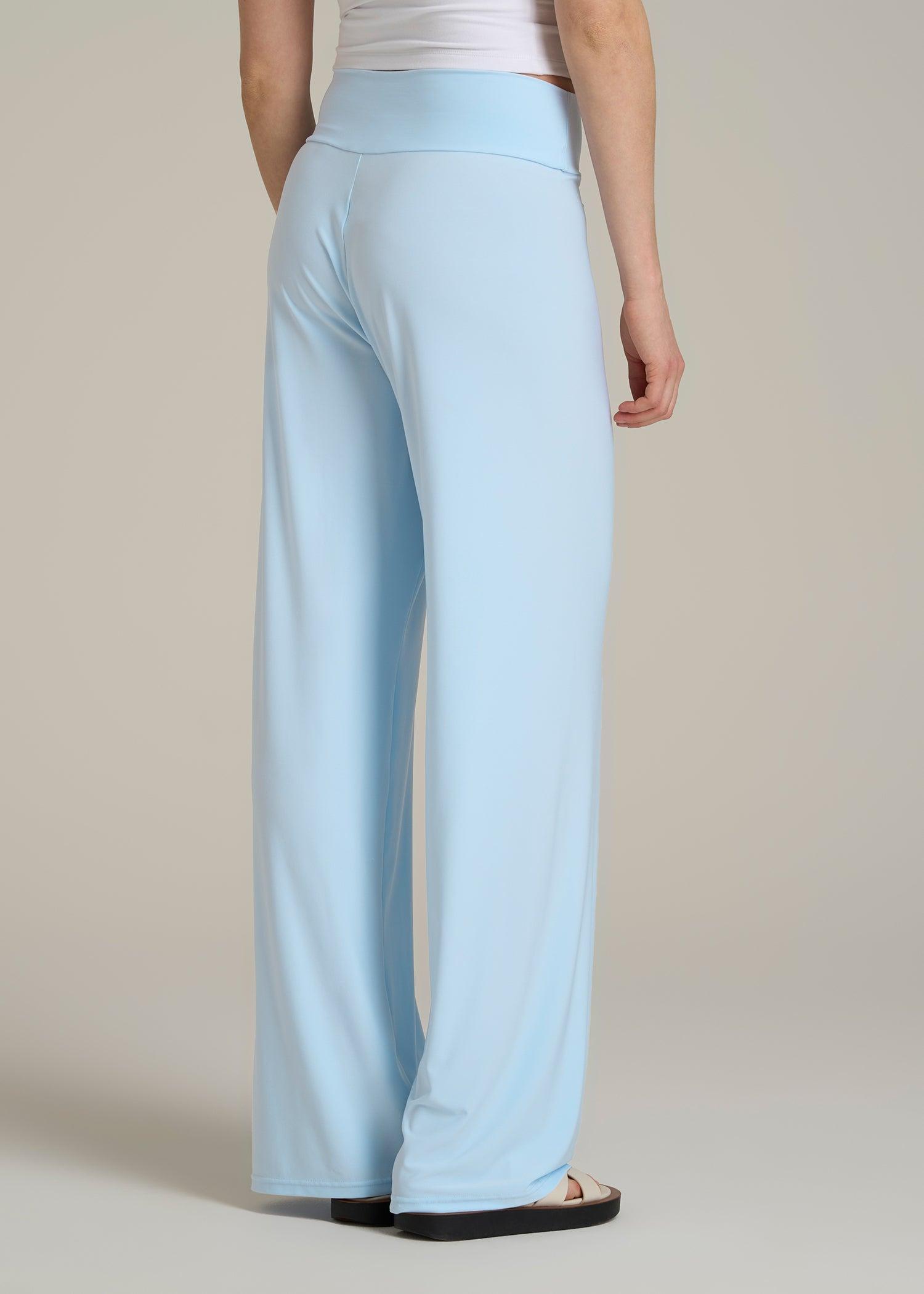 Pull On Breezy Wide Leg Pants for Tall Women in Ice Blue Product Image