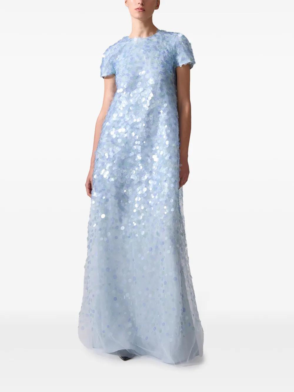 sequinned short-sleeve gown Product Image