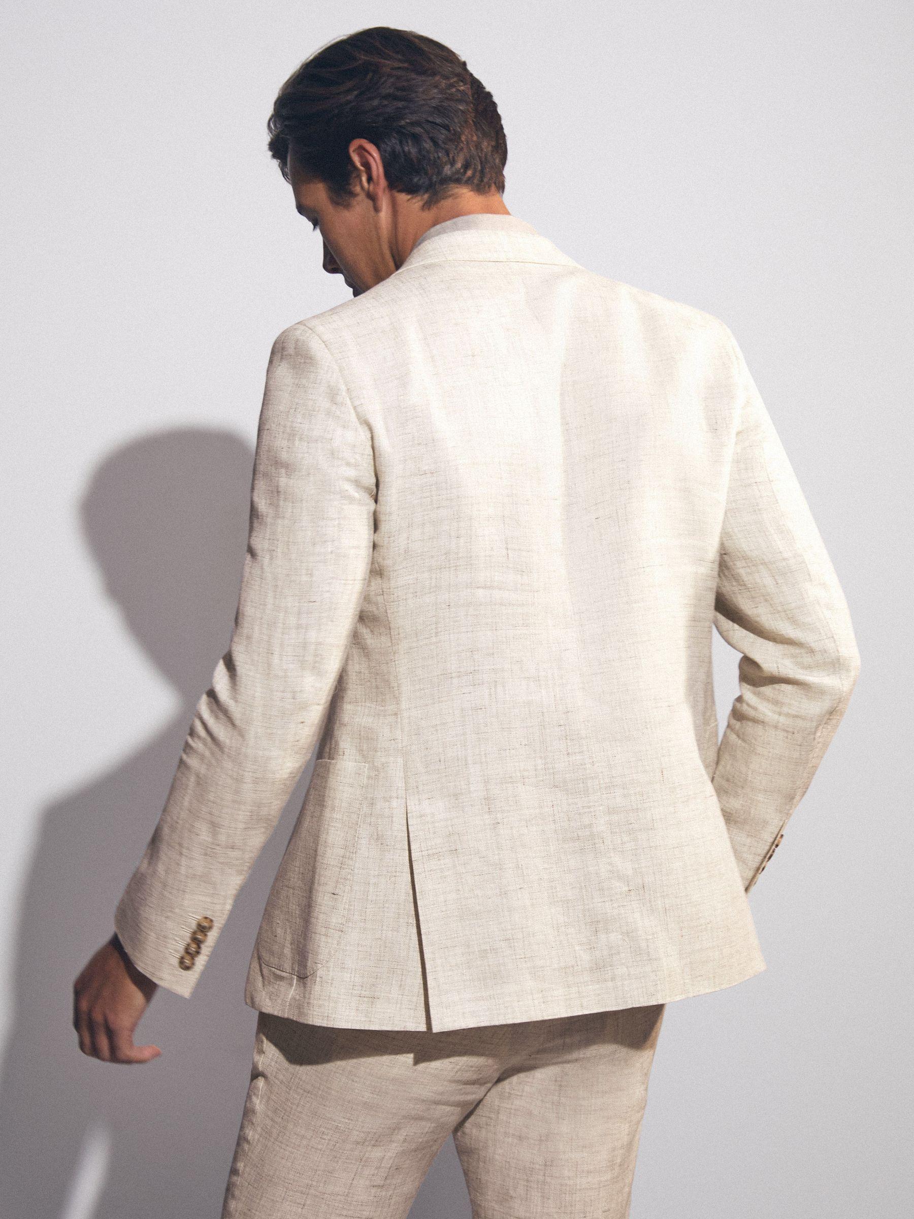 Slim-Fit Pinstripe Suit Trousers in Oatmeal/White Product Image
