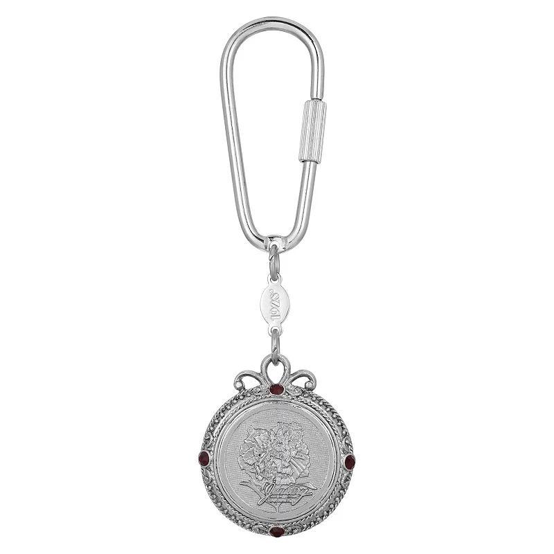 1928 Silver Tone Flower of the Month Narcissus Key Fob Product Image