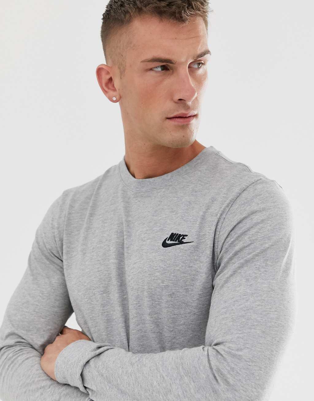 Nike Club long sleeve T-shirt in gray heather Product Image