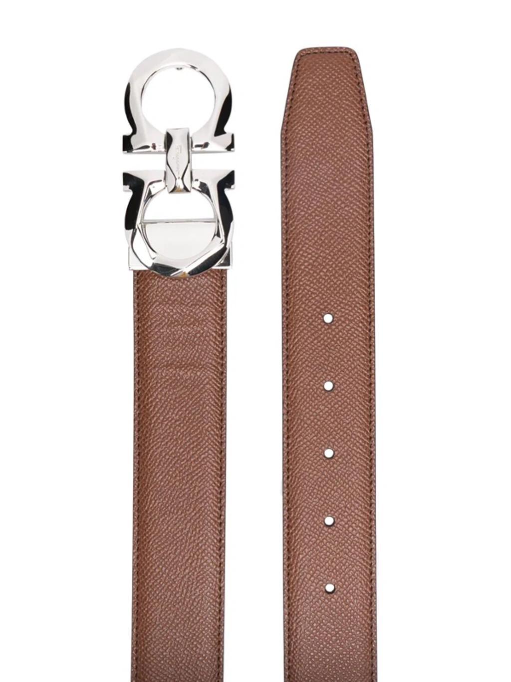 FERRAGAMO Reversible Gancini-buckle Belt In Brown Product Image