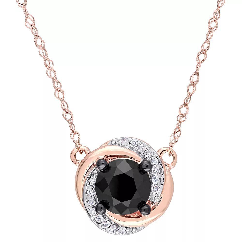 Stella Grace 10k Rose Gold 1 Carat T.W. Black & White Diamond Swirl Necklace, Women's, Size: 17" Product Image
