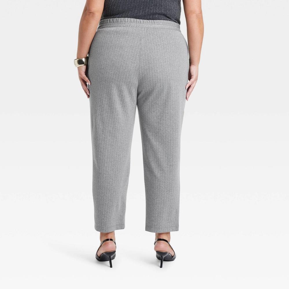 Womens High-Rise Tapered Ankle Knit Pull-On Pants - A New Day Light Pinstripe 1X: Extra Lightweight, Jacquard Knit Product Image