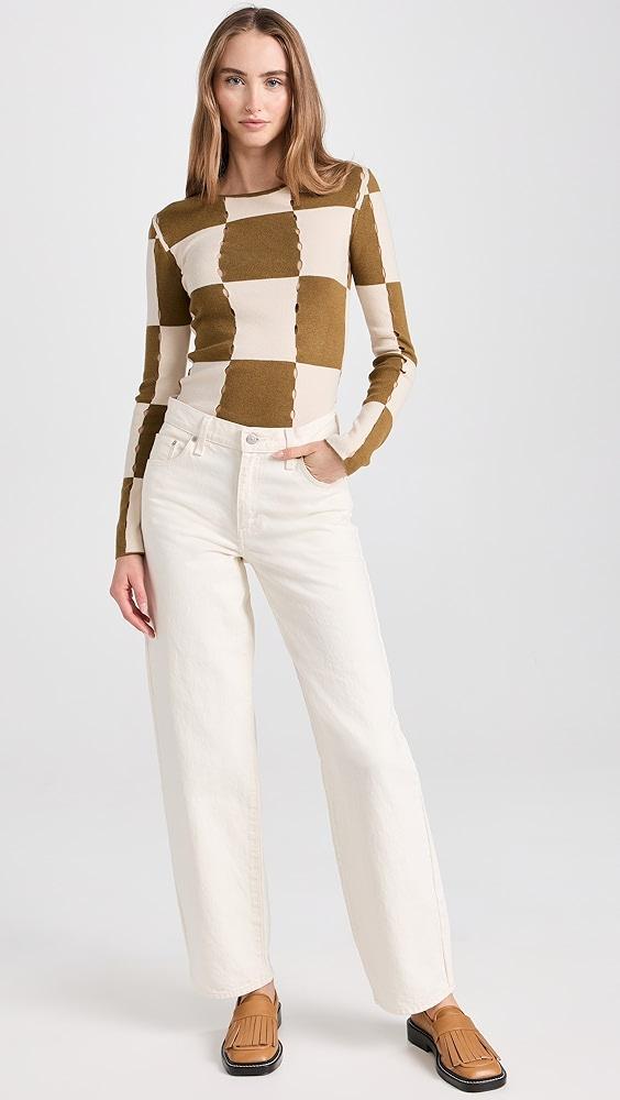 Moon River Checkerboard Sweater Top | Shopbop Product Image