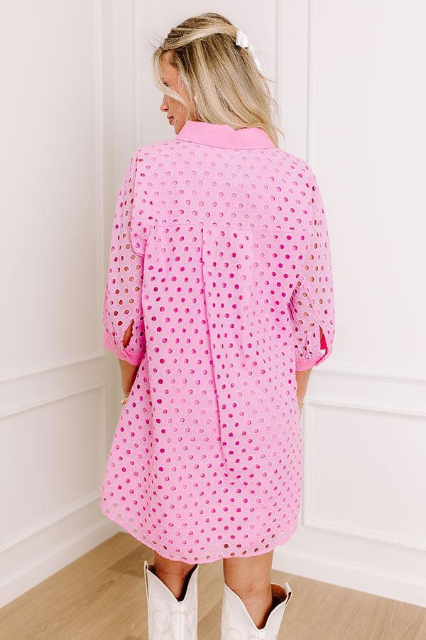 Feeling Posh Eyelet Mini Dress in Bubblegum Pink Product Image