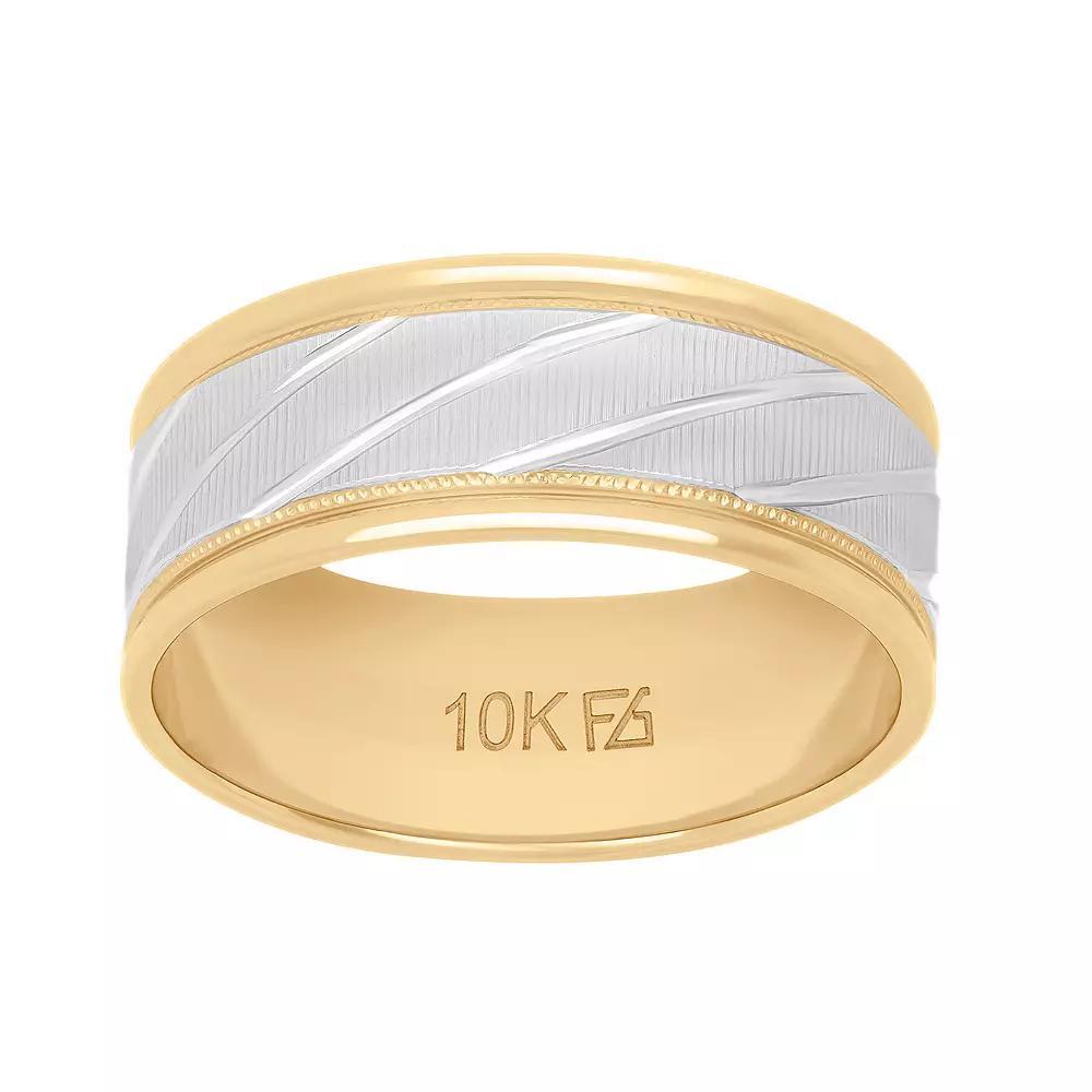 AXL 10k Gold & White Rhodium 8 mm Mens Band 10k Two Tone Product Image