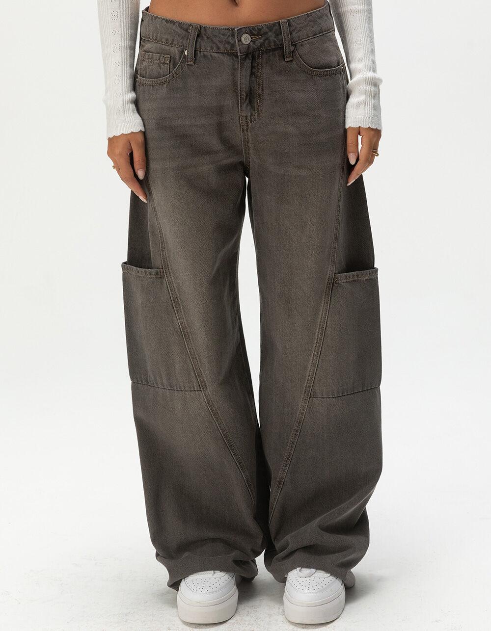 RSQ Womens Horizontal Seam Wide Leg Jeans - GREY DENIM Product Image